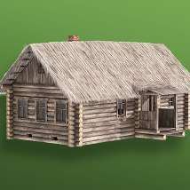 3507 Сборная деревянная модель "Деревенская изба с соломенной крышей" 586 деталей, 20х32х15 см, 1:35
