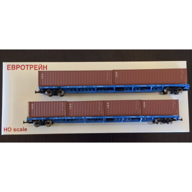 Eurotrain1011 Набор из 2-х платформ с шестью контейнерами (2шт-40 футов 4шт- 20 футов) H0