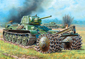 ЗВЕЗДА3580 Танк Т-34/76 с минным тралом 1/35