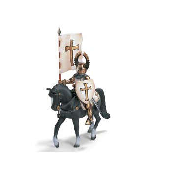 70035 Рыцарь на коне с флагом (белый), SCHLEICH