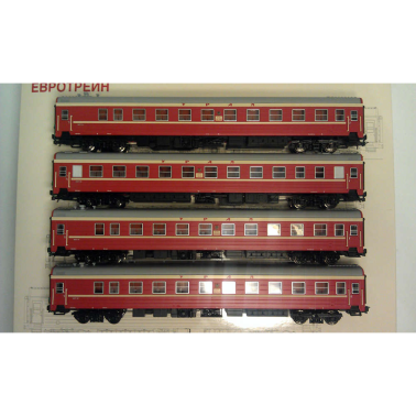 Eurotrain0212 Набор из 4-х пассажирских вагонов  ЦМВ "Урал" H0