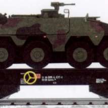 Marklin48731 Платформа для перевозки бронетехники (DB) "Boxer" (GTK) H0