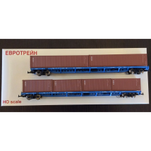 Eurotrain1011  Набор из 2-х платформ с шестью контейнерами (2шт-40 футов 4шт- 20 футов) H0