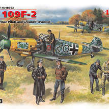 ICM 48803 Мессершмидт Bf109F-2 с пилотами и техниками, 1:48