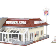 Vollmer43632 Строение-Ресторан быстрого питания Burger King с интерьером и светодиодным освещением, функциональная кухня H0